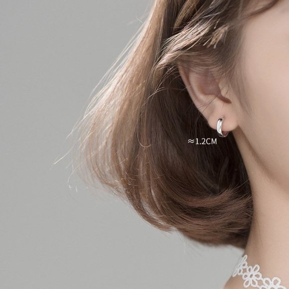 Solid Silver tiny huggie earrings- SH005 12mm - Picture 10 of 11